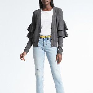 Banana Republic Italian Ruffle-Sleeve Cardigan